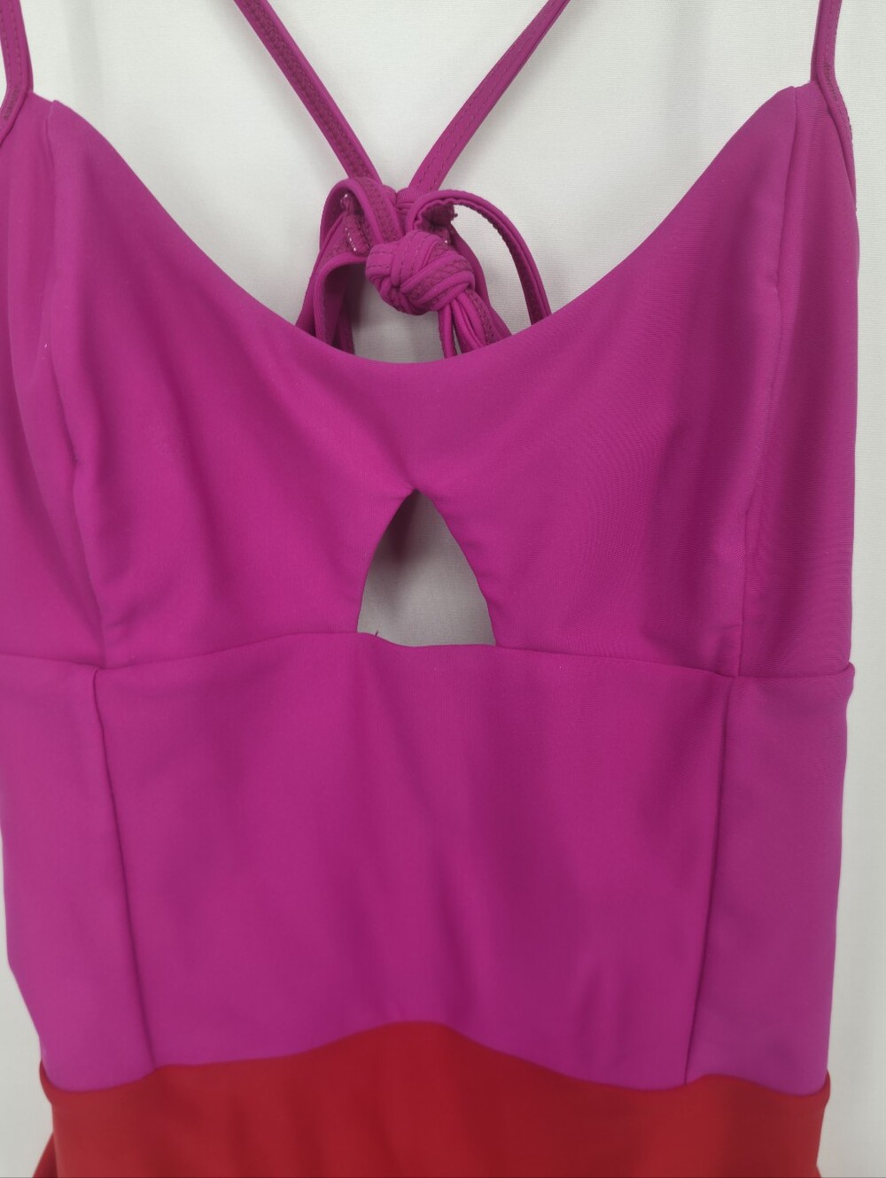 Summersalt Colorblock One Piece Swimsuit Pink Red Keyhole Open Back Tie Sz 4 - Picture 5 of 16